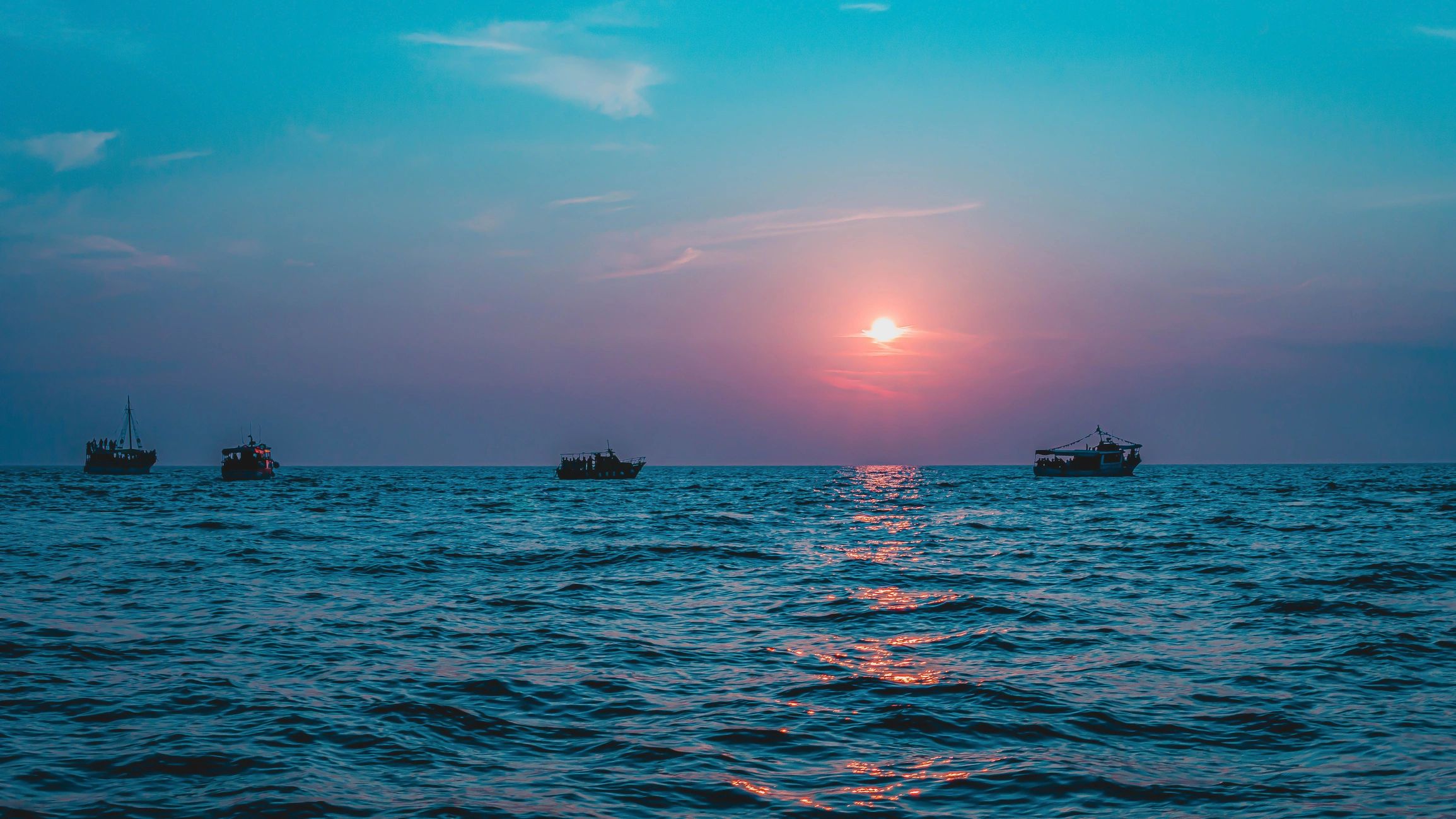 Ocean sunset travel scene for cruise planning