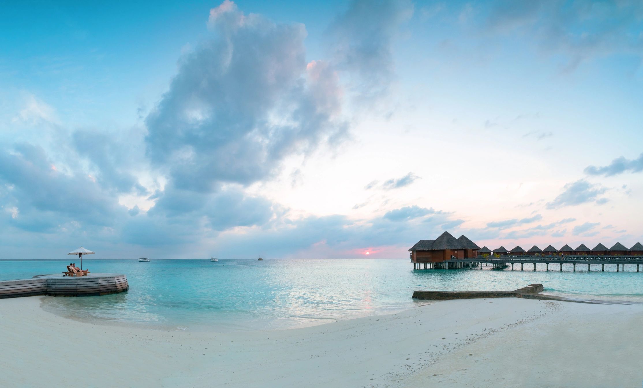 Romantic tropical island sunrise ideal for honeymoon travel