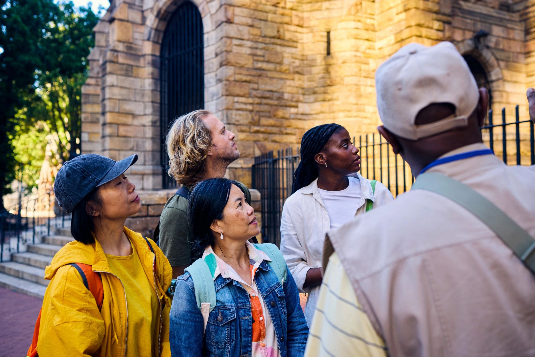 Group travelers enjoying a guided vacation experience